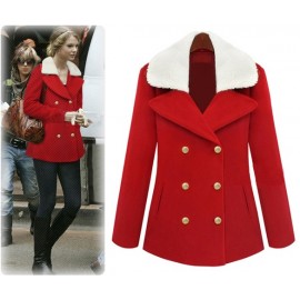 Women Winter Ladies Warm Slim Coat Double-Breasted Jacket Outerwear