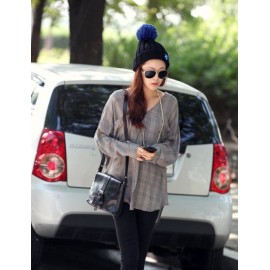 Roll-up Hem Bulb Pentagram Wool Knitted Hat Women Accessories 