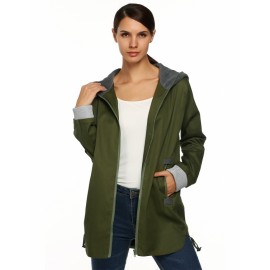 Meaneor Autumn Winter Fashion Women Hoddie long Sleeve Zip Trench Coat Jacket