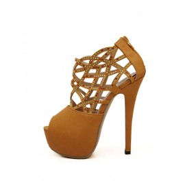 Luxury Diamante Trim Hollow-Out Stiletto Heels Size:35-40