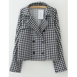 Loose Houndstooth Lapel Blazer in Double Breasted