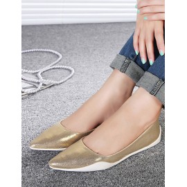 Laconic Pointed Toe Flat Heels in Two-Tone Size:35-40