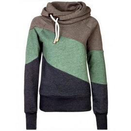 Leisure Long Sleeve Color Block Sweatshirt with Hood