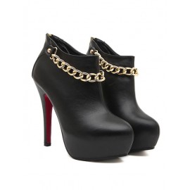 Elegant Stiletto Heel Chain Trim Boots Size:35-39