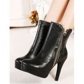 Fashion Zipper Side Stiletto Heel Short Boots Size:35-39