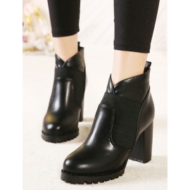 England Chunky Heel Elastic Band Short Boots Size:35-39