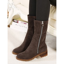 Faddish Side Zipper Fur Detailing Boots Size:35-39